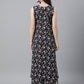 Indian Clothing Janasya Women's Black Cotton Floral Printed Straight Casual Kurta Set - Swadesiicart