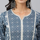 Janasya Women's Grey Cotton Floral Print Kurta With Palazzo | Swadesiicart