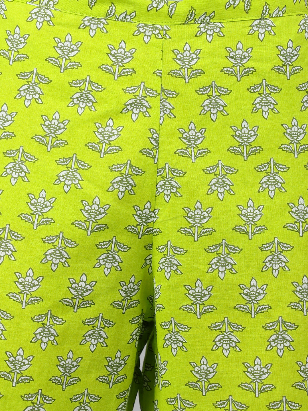 Janasya Women's Light Green Cotton Block Print Kurta With Pant | Swadesiicart