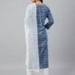 Janasya Women's Navy Blue Cotton Floral Print Kurta With Pant And Dupatta | Swadesiicart