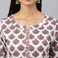 Janasya Women's White Cotton Floral Block Print Kurta With Pant And Dupatta | Swadesiicart