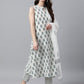 Janasya Women's White Cotton Floral Print Kurta With Pant And Dupatta | Swadesiicart
