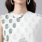 Janasya Women's White Cotton Floral Print Kurta With Pant And Dupatta | Swadesiicart