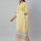 Janasya Women's Yellow Cotton Floral Print Kurta With Pant And Dupatta | Swadesiicart