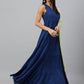 Janasya Women's Dark Blue Rayon Solid Kurta With Dupatta | Swadesiicart