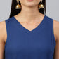 Janasya Women's Dark Blue Rayon Solid Kurta With Dupatta | Swadesiicart