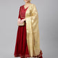 Janasya Women's Maroon Velvet Solid Kurta With Pant And Dupatta | Swadesiicart
