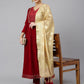 Janasya Women's Maroon Velvet Solid Kurta With Pant And Dupatta | Swadesiicart