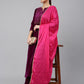 Janasya Women's Purple Velvet Solid Kurta With Pant And Dupatta | Swadesiicart