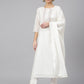 Janasya Women's White Poly Silk Solid Kurta With Pant And Dupatta | Swadesiicart