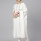 Janasya Women's White Poly Silk Solid Kurta With Pant And Dupatta | Swadesiicart