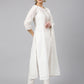 Janasya Women's White Poly Silk Solid Kurta With Pant And Dupatta | Swadesiicart