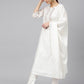 Janasya Women's White Poly Silk Solid Kurta With Pant And Dupatta | Swadesiicart