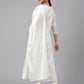 Janasya Women's White Poly Silk Solid Kurta With Pant And Dupatta | Swadesiicart