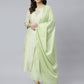 Janasya Women's Sea Green Poly Silk Solid Kurta With Pant And Dupatta | Swadesiicart