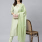 Janasya Women's Sea Green Poly Silk Solid Kurta With Pant And Dupatta | Swadesiicart
