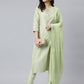 Janasya Women's Sea Green Poly Silk Solid Kurta With Pant And Dupatta | Swadesiicart