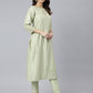Janasya Women's Sea Green Poly Silk Solid Kurta With Pant And Dupatta | Swadesiicart
