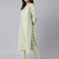 Janasya Women's Sea Green Poly Silk Solid Kurta With Pant And Dupatta | Swadesiicart