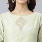 Janasya Women's Sea Green Poly Silk Solid Kurta With Pant And Dupatta | Swadesiicart