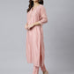 Janasya Women's Baby Pink Poly Silk Solid Kurta With Pant And Dupatta | Swadesiicart