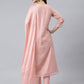 Janasya Women's Baby Pink Poly Silk Solid Kurta With Pant And Dupatta | Swadesiicart