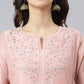 Janasya Women's Baby Pink Poly Silk Solid Kurta With Pant And Dupatta | Swadesiicart