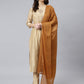 Janasya Women's Beige Chanderi Silk Solid Kurta With Pant And Dupatta | Swadesiicart