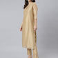 Janasya Women's Beige Chanderi Silk Solid Kurta With Pant And Dupatta | Swadesiicart