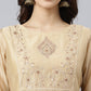 Janasya Women's Beige Chanderi Silk Solid Kurta With Pant And Dupatta | Swadesiicart
