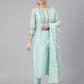 Janasya Women's Sea Blue Chanderi Silk Solid Kurta With Pant And Dupatta | Swadesiicart