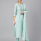 Janasya Women's Sea Blue Chanderi Silk Solid Kurta With Pant And Dupatta | Swadesiicart