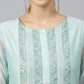 Janasya Women's Sea Blue Chanderi Silk Solid Kurta With Pant And Dupatta | Swadesiicart
