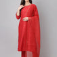 Janasya Women's Red Chinon Solid Straight Festive Kurta Set | Swadesiicart