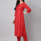 Janasya Women's Red Chinon Solid Straight Festive Kurta Set | Swadesiicart