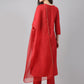 Janasya Women's Red Chinon Solid Straight Festive Kurta Set | Swadesiicart