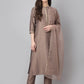 Janasya Women's Brown Chinon Solid Straight Festive Kurta Set | Swadesiicart