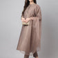 Janasya Women's Brown Chinon Solid Straight Festive Kurta Set | Swadesiicart