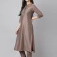 Janasya Women's Brown Chinon Solid Straight Festive Kurta Set | Swadesiicart