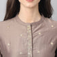 Janasya Women's Brown Chinon Solid Straight Festive Kurta Set | Swadesiicart
