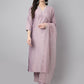 Janasya Women's Lavender Chinon Solid Straight Festive Kurta Set | Swadesiicart