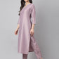 Janasya Women's Lavender Chinon Solid Straight Festive Kurta Set | Swadesiicart