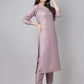 Janasya Women's Lavender Chinon Solid Straight Festive Kurta Set | Swadesiicart