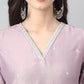 Janasya Women's Lavender Chinon Solid Straight Festive Kurta Set | Swadesiicart