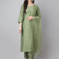 Janasya Women's Green Chinon Solid Straight Festive Kurta Set | Swadesiicart