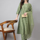 Janasya Women's Green Chinon Solid Straight Festive Kurta Set | Swadesiicart