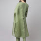 Janasya Women's Green Chinon Solid Straight Festive Kurta Set | Swadesiicart