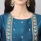 Janasya Women's Teal Chinon Solid Straight Festive Kurta Set | Swadesiicart