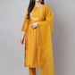 Janasya Women's Mustard Chinon Solid Straight Festive Kurta Set | Swadesiicart