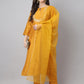 Janasya Women's Mustard Chinon Solid Straight Festive Kurta Set | Swadesiicart
